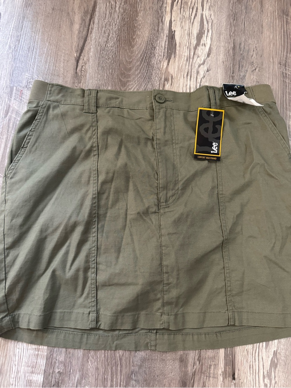 Lee Olive Mini Skirt with Front Panel Seams